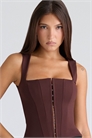 Корсет-топ «балконет» цвета шоколада с облегающим кроем артикул 151560893