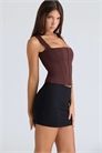 Корсет-топ «балконет» цвета шоколада с облегающим кроем артикул 151560893