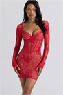 Мини-платье Lucienne с красной кружевной вышивкой — ограниченная серия артикул 155116223