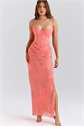 Макси-платье «Кармелла» с коралловыми украшениями, расшитое вручную бисером артикул 151907129