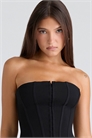 Черный эластичный топ-корсет без бретелек артикул 151560924