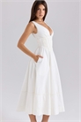 Летнее платье средней длины из белого эластичного хлопка от Samia артикул 150061894