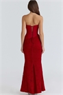 Макси-платье Валери из красного атласа с кружевом и открытыми плечами артикул 155059446