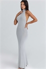 Макси-платье Nova серебристо-серого цвета с завязками на шее и открытой спиной артикул 155471221