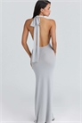 Макси-платье Nova серебристо-серого цвета с завязками на шее и открытой спиной артикул 155471221