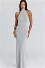 Макси-платье Nova серебристо-серого цвета с завязками на шее и открытой спиной артикул 155471221