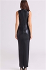 Макси-платье Maya из чёрной веганской кожи с драпировкой артикул 153687803