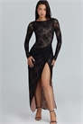Черное асимметричное макси-платье из кружева от Sapphira артикул 154853750