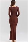 Летнее трикотажное макси-платье Khrysta шоколадно-коричневого цвета с драпировкой артикул 151639458