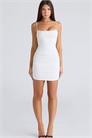 Мини-платье из белой сборчатой эластичной сетки артикул 151781937