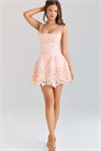 Мини-платье Isla с персиковым оттенком, волнистым краем и кружевом в стиле английской вышивки артикул 150202533