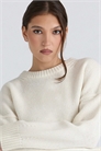 Свитер из шерсти с крупной вязкой под цвет слоновой кости артикул 155444258