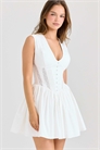 Белое мини-платье из эластичного хлопка от Carmel артикул 150234873