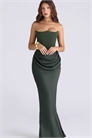 Макси-платье-корсет без бретелек из крепа цвета «лесной зеленый» от Persephone артикул 153518432