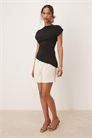 Асимметричный топ с короткими рукавами и удлиненным силуэтом, черный артикул 147327299