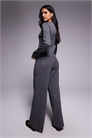 Эксклюзивные трикотажные брюки с широкими брючинами темно-серого цвета co-ord артикул 151333819