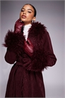 Эксклюзивное пальто макси с отделкой из искусственного меха Penny Lane бордового цвета артикул 149437309