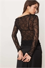 Топ с длинными рукавами, спадающий с плеч, из струящегося кружева со стразами артикул 151782786