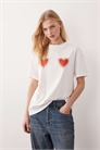 Футболка из чистого хлопка с принтом в виде сердечек артикул 153593237