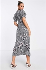 Макси-платье с буфетными рукавами и зебра-принтом артикул 122443496