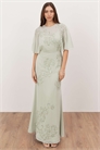 Макси-платье с рукавами «ангел» и цветочным декором артикул 154754315