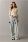 Джинсы с асимметричными пуговицами Penny и широкими брючинами светлого цвета артикул 150831760