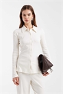 Блузка с воротником-ребристой манжетой и застежкой на пуговицы из ткани с высоким содержанием хлопка co-ord артикул 154055959