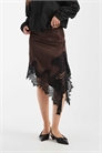 Мини-юбка из атласа с асимметричной кружевной отделкой артикул 155000253