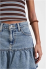 Мини-юбка из джинсовой ткани с воланами артикул 150014484
