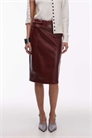 Юбка средней длины с карманом на поясе из искусственной кожи артикул 151783982