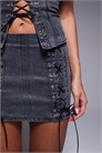 Мини-юбка из джинсовой ткани с полиуретановым покрытием на шнурках co-ord артикул 150529164