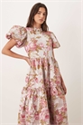Платье средней длины Dream Sister Jane Almost Bloom с жакардовым принтом, буфчатыми рукавами и многослойным рюшевым подолом артикул 154902691