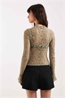 Топ с кружевом и высоким воротником Beerus с длинными рукавами артикул 155589502