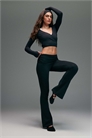 Леггинсы для йоги с мягкой на ощупь ребристой отворотом на талии и зауженными штанинами артикул 151786536