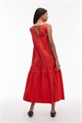 Платье средней длины из поплина с заниженной талией артикул 147473442