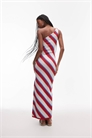 Макси-платье на одном плече с полосками из трикотажа артикул 140143071