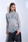Прозрачная рубашка с завязкой на талии артикул 150563235