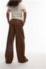 Брюки из льна с коричневыми полосками, широкими манжетами и прямыми брючинами артикул 140464948