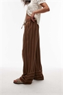 Брюки из льна с коричневыми полосками, широкими манжетами и прямыми брючинами артикул 140464948