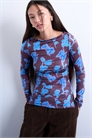 Топ с длинными рукавами и V-образным вырезом с абстрактным цветочным принтом артикул 150661096