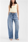 Джинсы с широкими брючинами и завязками на талии артикул 155527544