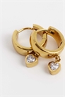 Миниатюрные серьги-кольца с кристаллами в форме сердечка артикул 155681909