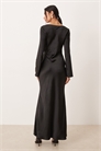 Макси-платье из атласа с длинными рукавами артикул 153529563