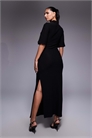 Макси-платье с высоким воротником и короткими рукавами артикул 153530742