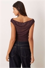 Топ из сетчатой ткани с открытыми плечами и короткими рукавами артикул 154275124