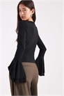 Облегающая кофта с длинными рукавами и расклешенными рукавами из сетки артикул 153839561