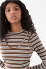 Топ с длинными рукавами, двухслойный, в полоску артикул 155574543