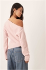 Мягкий топ с открытыми плечами, корсетной талией и длинными рукавами артикул 150229247