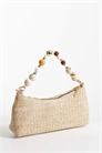 Сумка через плечо с ручкой из рафии и бусинами артикул 153493292