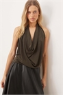 Топ с драпировкой и завязками за шеей артикул 153019485
